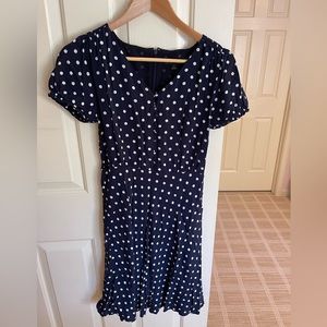 Jcrew classic navy and white polka dot dress